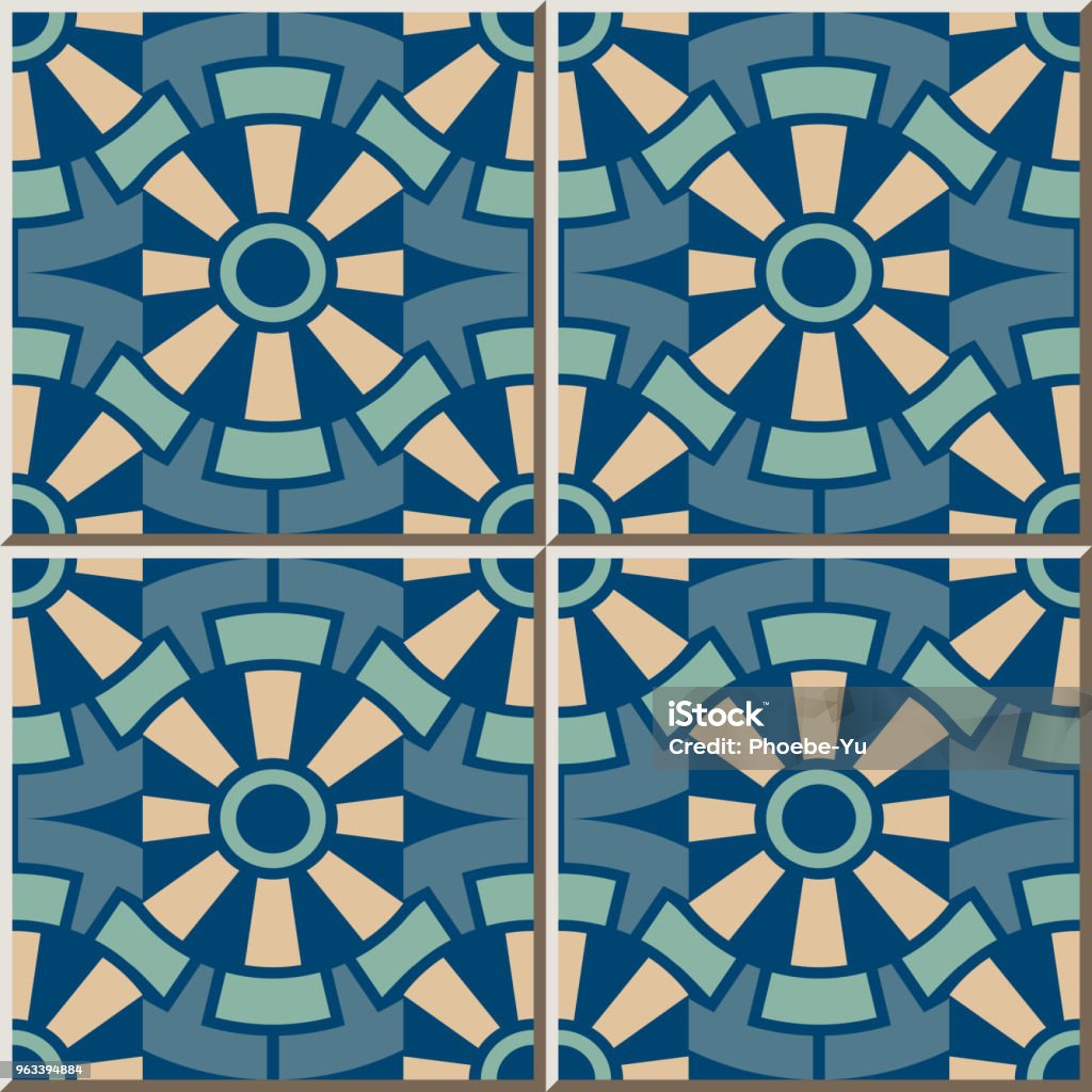 Tile Rotated Pattern Ceramic Tile Pattern Round Gear Wheel Geometry Cross Stock Illustration ...