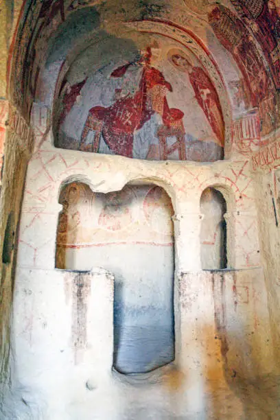 rupestral byzantine church  of  Göreme valley