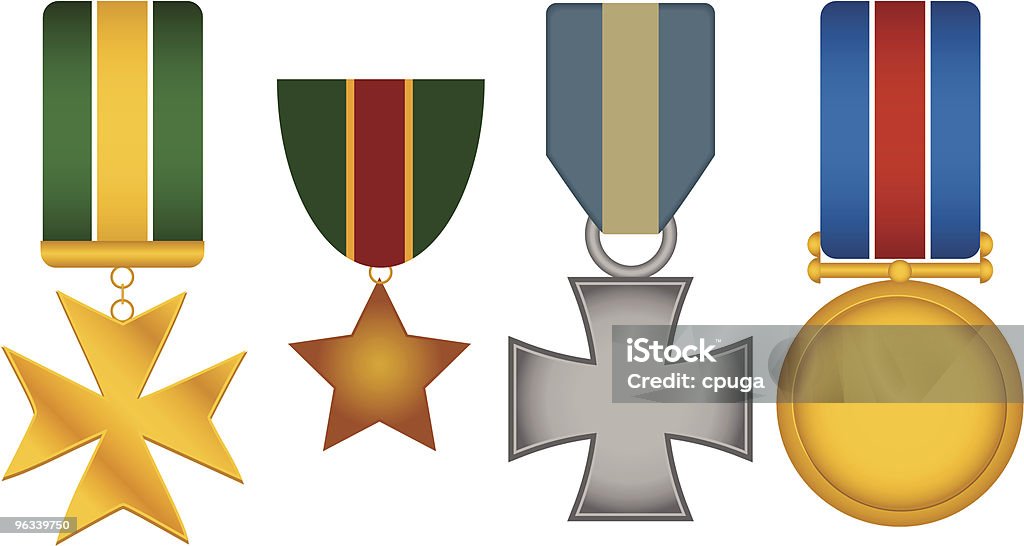 4 Vector conjunto de medalhas de Guerra - Royalty-free Medalha arte vetorial