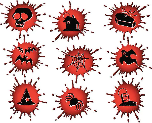 Vector illustration of Bloody Halloween Icons