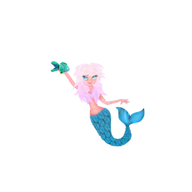 3d rendered mermaid cartoon character isolated on white