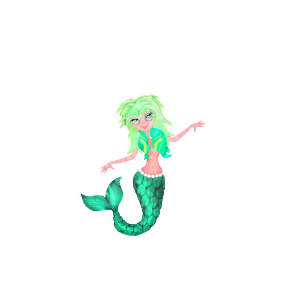 3d rendered mermaid cartoon character isolated on white