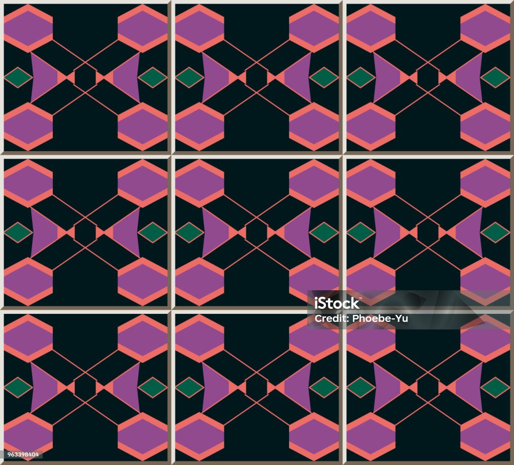 Ceramic Tile Pattern Polygon Cross Line Geometry Check Stock ...