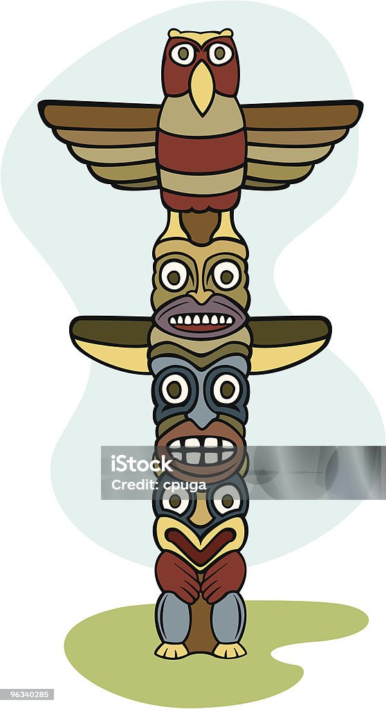 Palo di Totem indiano - arte vettoriale royalty-free di Ala di animale