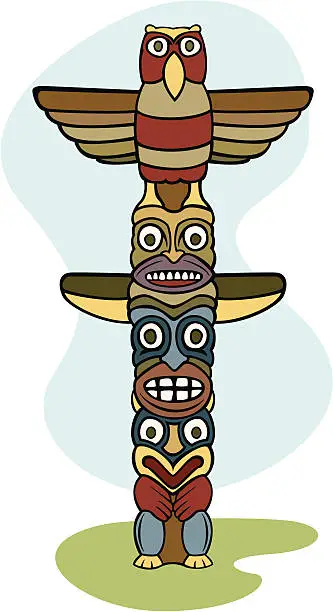 Vector illustration of Indian Totem Pole