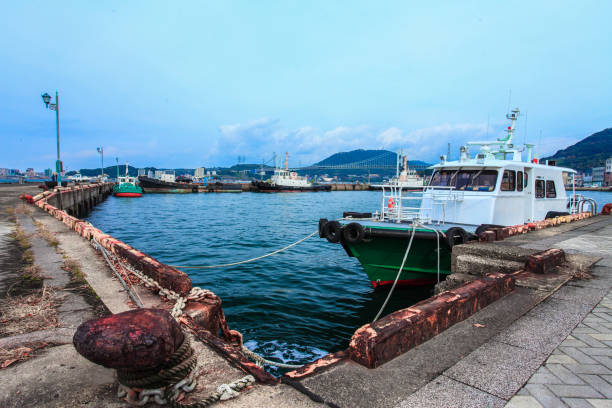 istock Boat at the pier Mojiko Retro japan 963407834