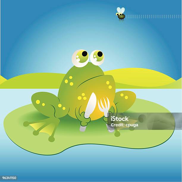 Frog Fork And Fly Stock Illustration - Download Image Now - Padding, Hungry, Lily