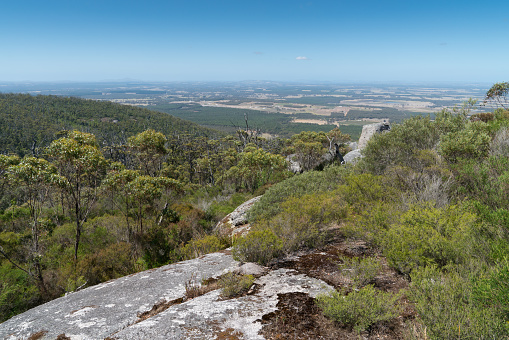 Panoramic view from the Castle Rock over the landscape of the Porongurup National Park close to Albany, Western Australia