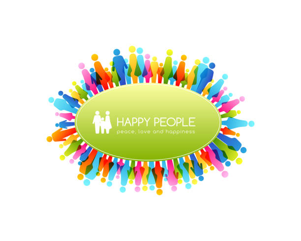 istock Social conceptual design elements. Oval frame with border from colorful people icons. 963417414