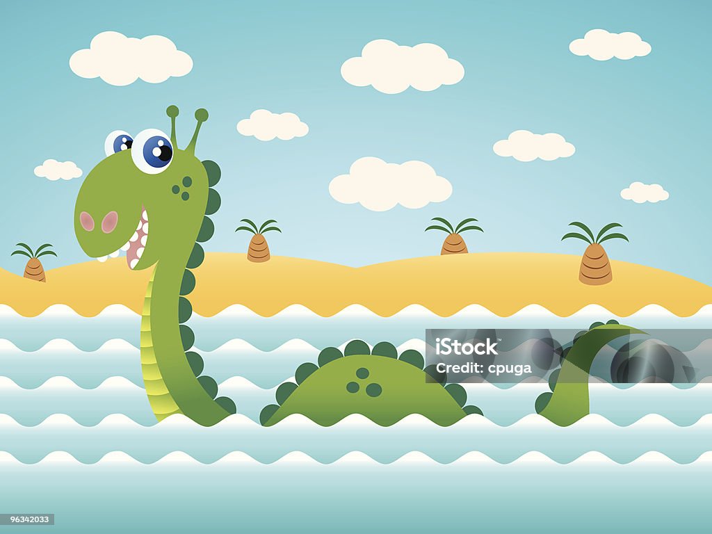 Sea Serpent Vektor-Comic - Lizenzfrei Monster - Fiktionale Figur Vektorgrafik