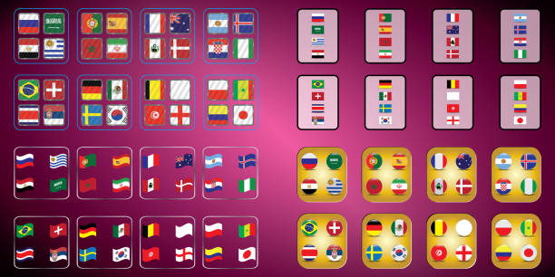 stockillustraties, clipart, cartoons en iconen met vector vlaggen van het land. de grafiek van de informatie van de vlaggen van het land. - morocco brazil