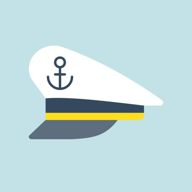 Captain sailor hat icon, flat design vector Captain sailor hat icon, flat design vector sailor hat stock illustrations