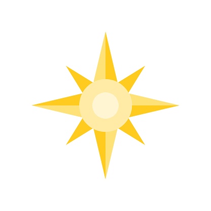 Compass or northern star icon, flat design