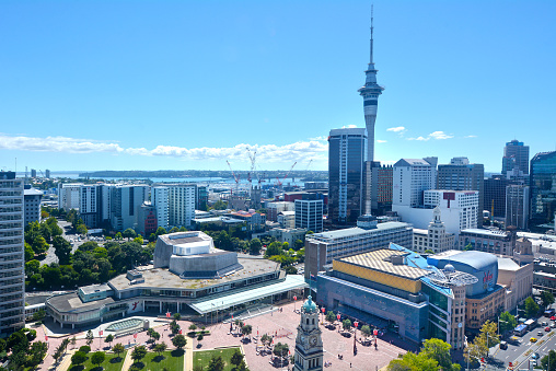 Aerial view of Auckland city Central Business District skyline. Auckland is the third best city in the world for quality of life, according to an an international survey.