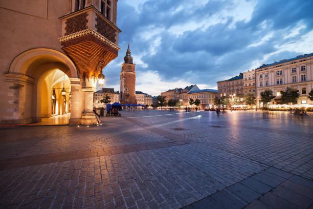 Poland, city of Krakow, Old Town Market Square in the evening