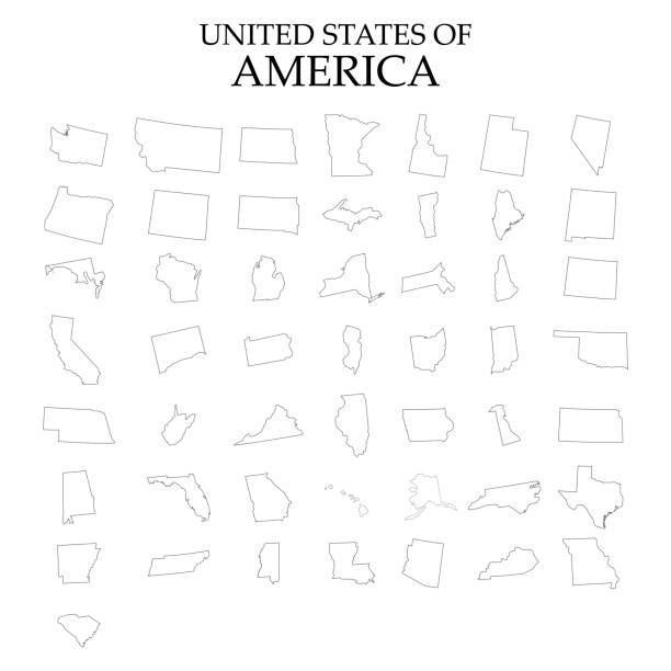 白い背景の上のアメリカの領土。別々 の状態。ベクトル図 - washington state state map outline点のイラスト素材／クリップアート素材／マンガ素材／アイコン素材