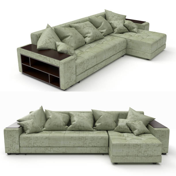 3D rendering. Modern sofa of simple shape stock photo