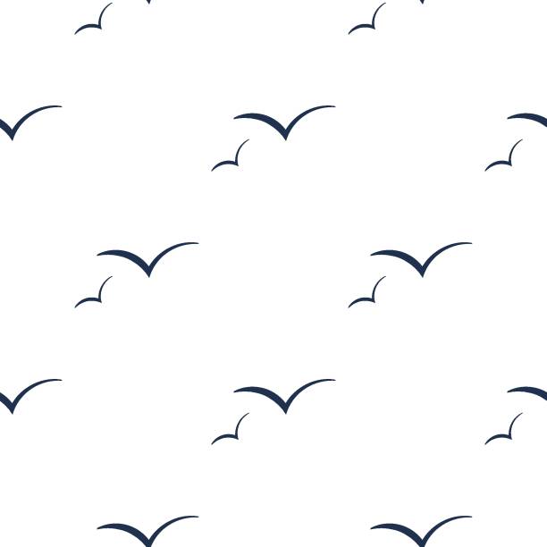 OANYK81 blue seagulls pattern seagull stock illustrations