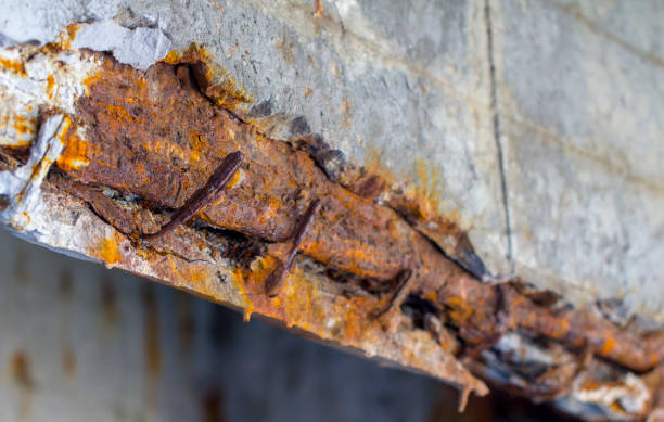 Damaged bridge support close - up transportatin concrete