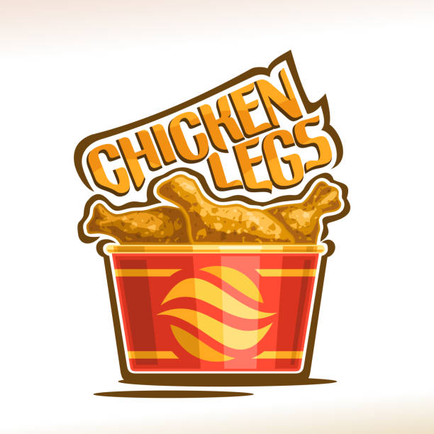 etykieta wektorowa do chrupiących nóg z kurczaka - lunch box lunch bucket box stock illustrations