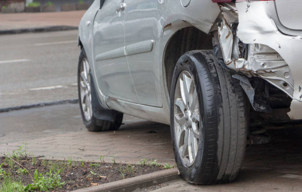 istock car has dented rear bumper damaged after accident 963448112