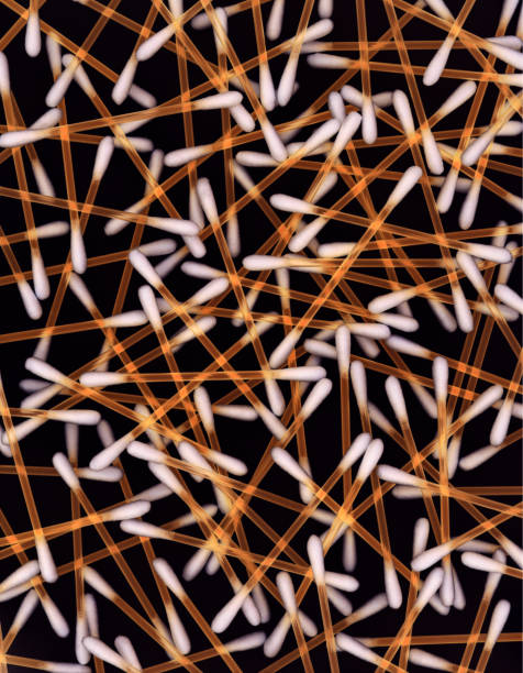istock ARRANGEMENT OF COTTON WOOL SWABS ON BLACK BACKGROUND 963454010