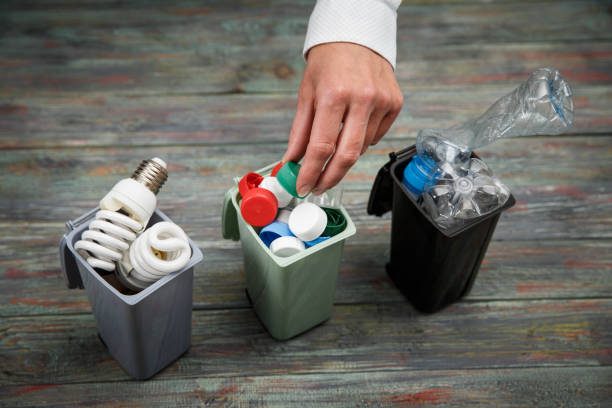 Ecology concept, a lot of recyclable objects in containers