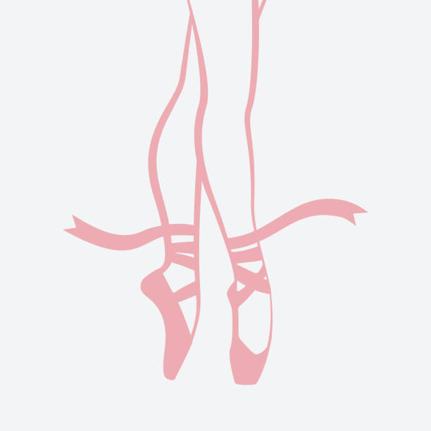 ilustraciones, imágenes clip art, dibujos animados e iconos de stock de bailarina de baile en los zapatos del pointe - ballet shoe dancing ballet dancer