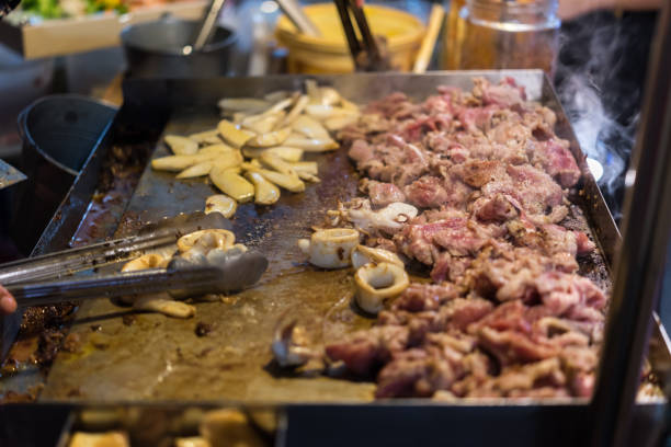 istock Grilled raw meat cooking on wagyu grill 963455698