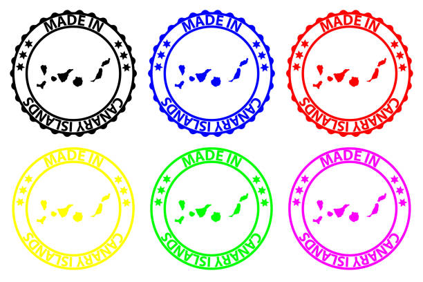 카나리아 제도 도장에서 - circle rubber stamp star shape grunge stock illustrations