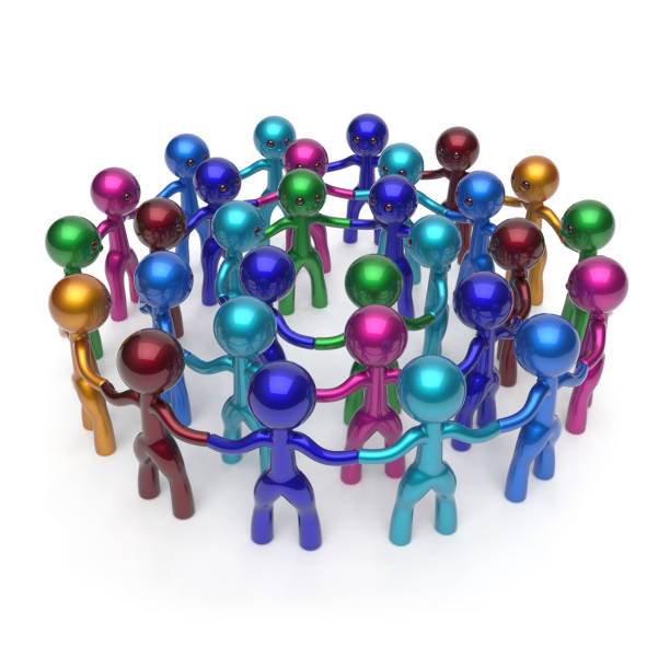 istock Men characters large circle crowd, social network group people 963459758
