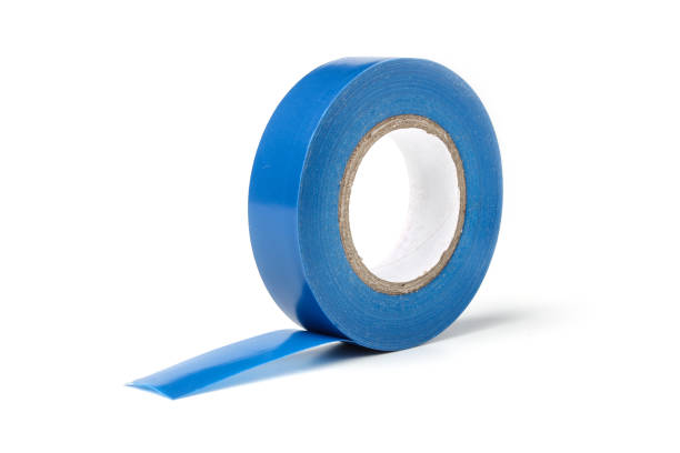 Reel of blue electrical tape isolated on white