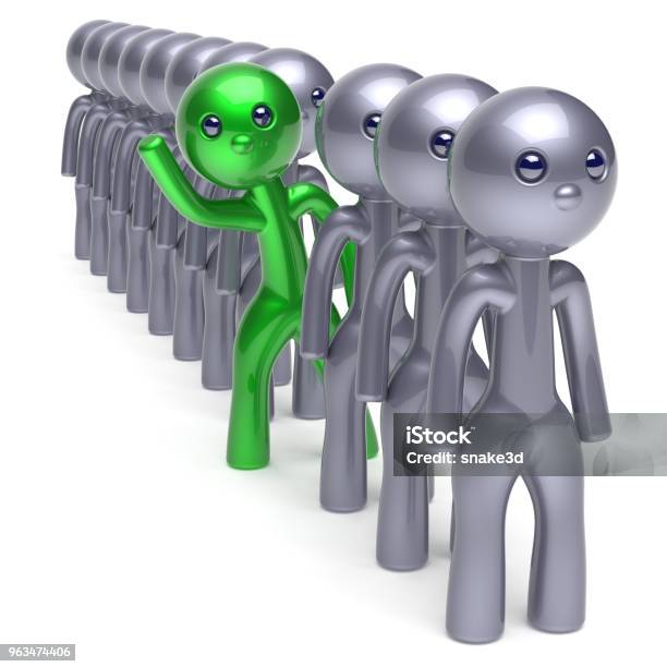 Individuality Man Character Stand Out From The Crowd Green Stock Photo - Download Image Now