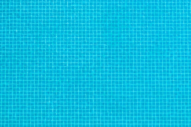 istock Aerial top view of transparent blue surface swimming pool textured. 963477264