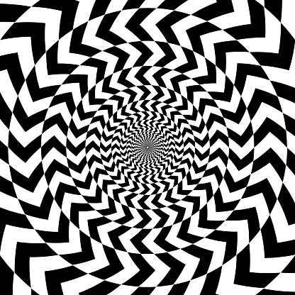Abstract op art background. Oposite arrows forming a vortex pattern