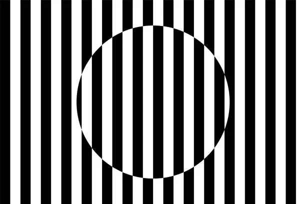 Vector illustration of Op art. Circle shape interacting with parallel lines