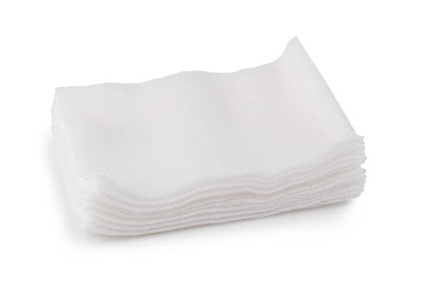 istock Medical gauze sheet isolate on a white background 963507122