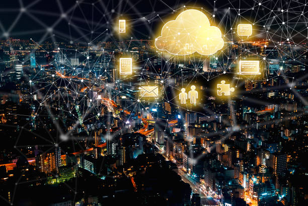 istock Cloud Computing with aerial view of Tokyo, Japan 963515570