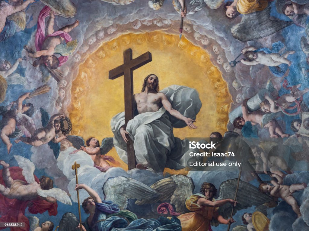 Trần Nhà Của Một Nhà Nguyện Nhà Thờ Được Vẽ Với Hình Ảnh Của Chúa ...