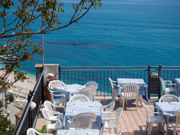 istock Restaurant on a terrace overlooking the sea. 963518462