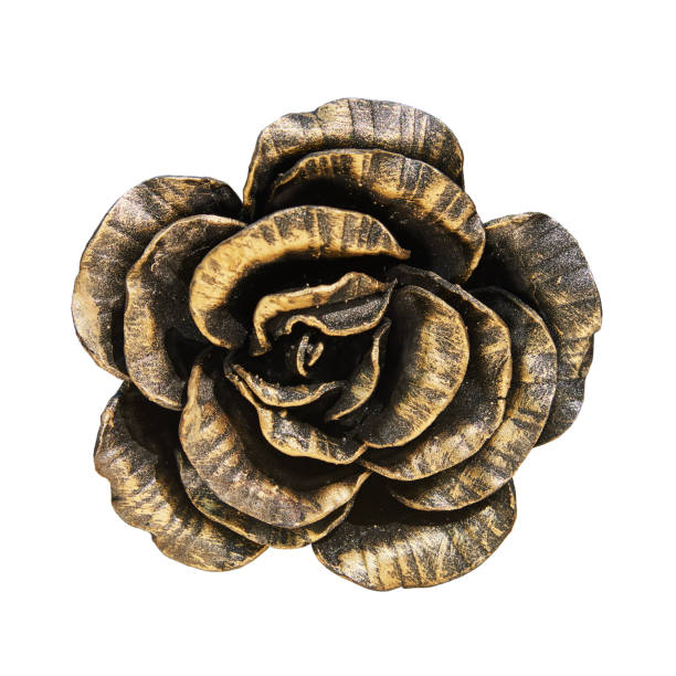 istock Rose handmade forged from metal. Isolated on a white background 963520404