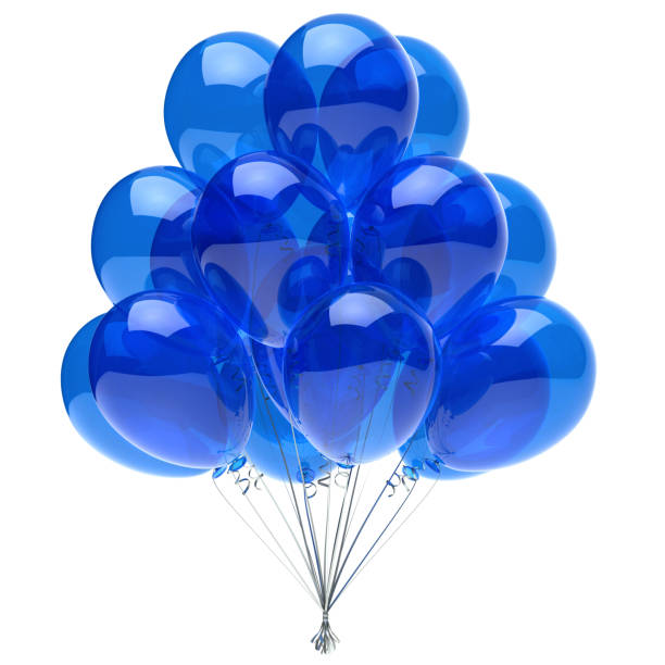 istock Blue helium party balloons bunch translucent classic 963530068