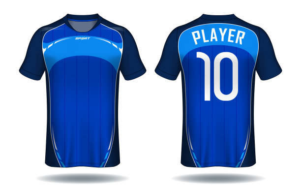 istock Soccer jersey template.Blue and black layout sport t-shirt design. 963534060