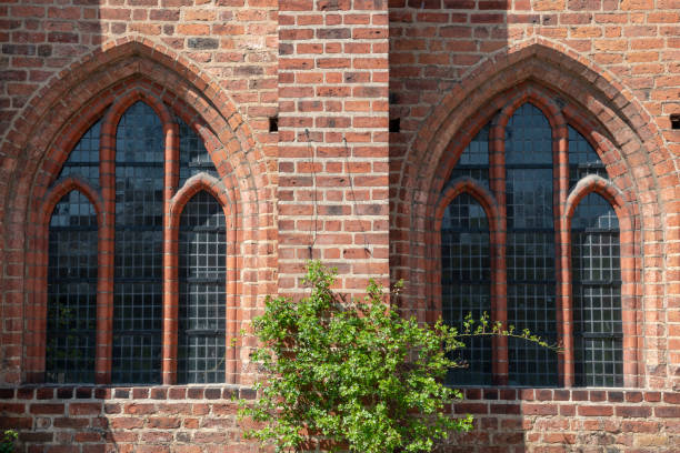 пара окон на аббатстве в истаде - greyfriars church стоковые фото и изображения