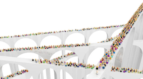 istock Cartoon Crowd, Narrow Bridges 963538828