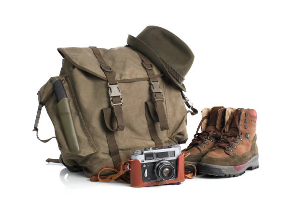 istock Travel accessories isolated on white background 963548478