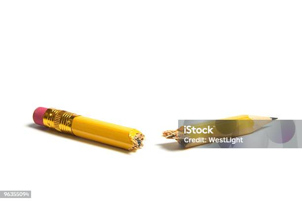 Broken Pencil Stock Photo - Download Image Now - Breaking, Pencil, White Background