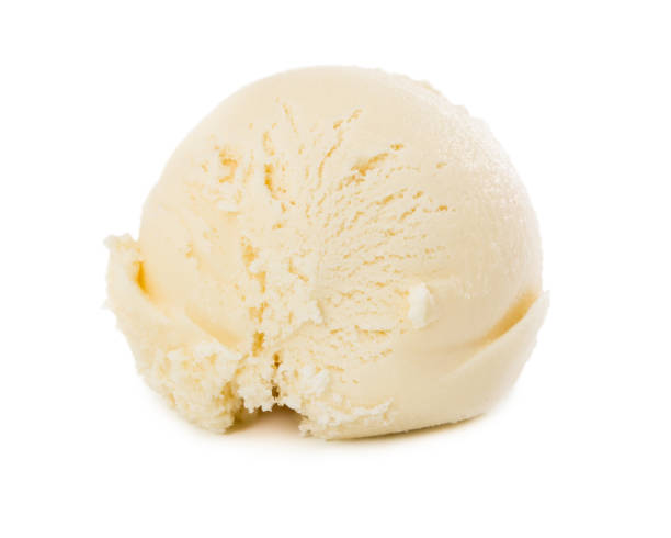istock Ball of vanilla ice cream isolated on white 963559786