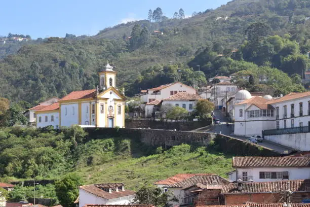 Baroque church in the historic city of Ouro Preto in Brazil, photos taken in 2016