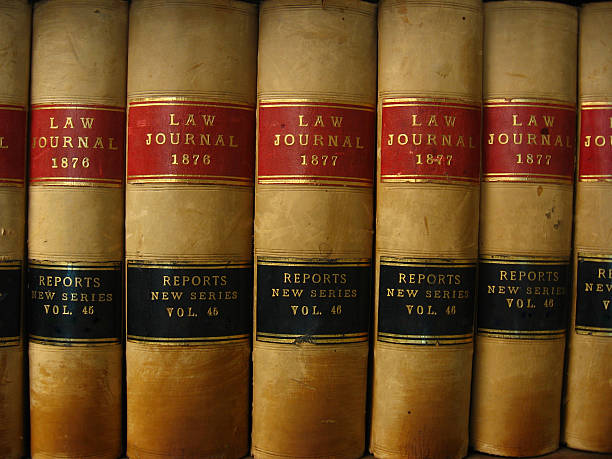 Row of Antique Law Journal Books stock photo
